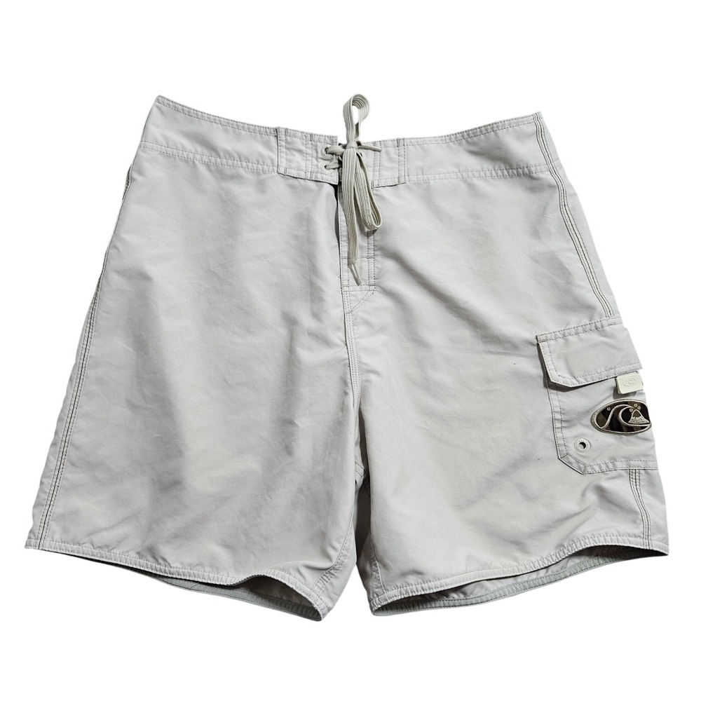 Quiksilver Edition Board Short Men 33 Tan Cargo Pocket Camo Logo J801330 Vintage